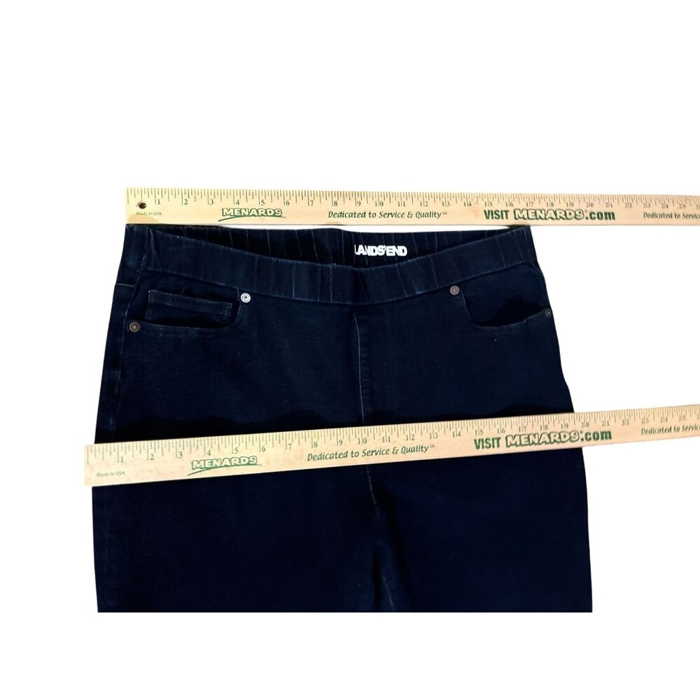 Lands End Pull On Jeans Womens 16 Dark Wash Cotton Blend Stretch Pants Used - Picture 9 of 13